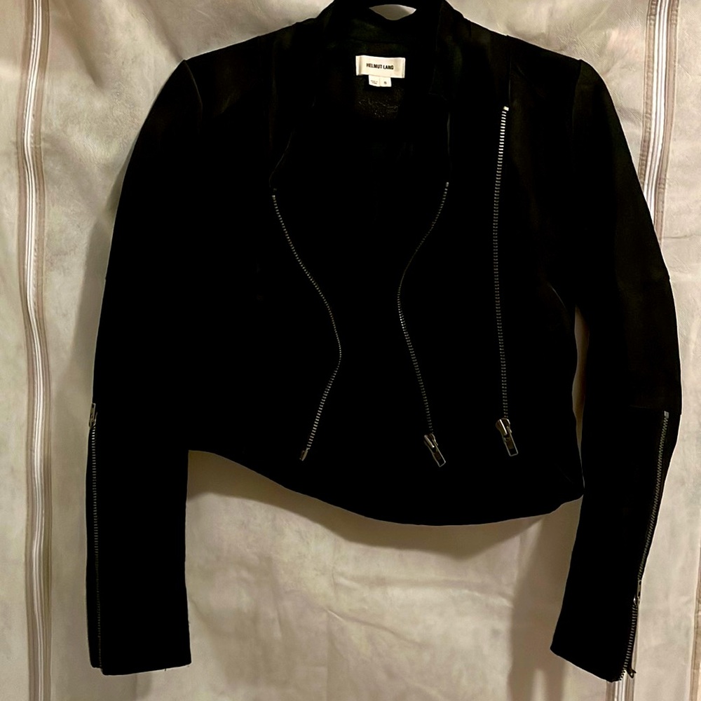 Helmet Lang Black suede cropped jacket
